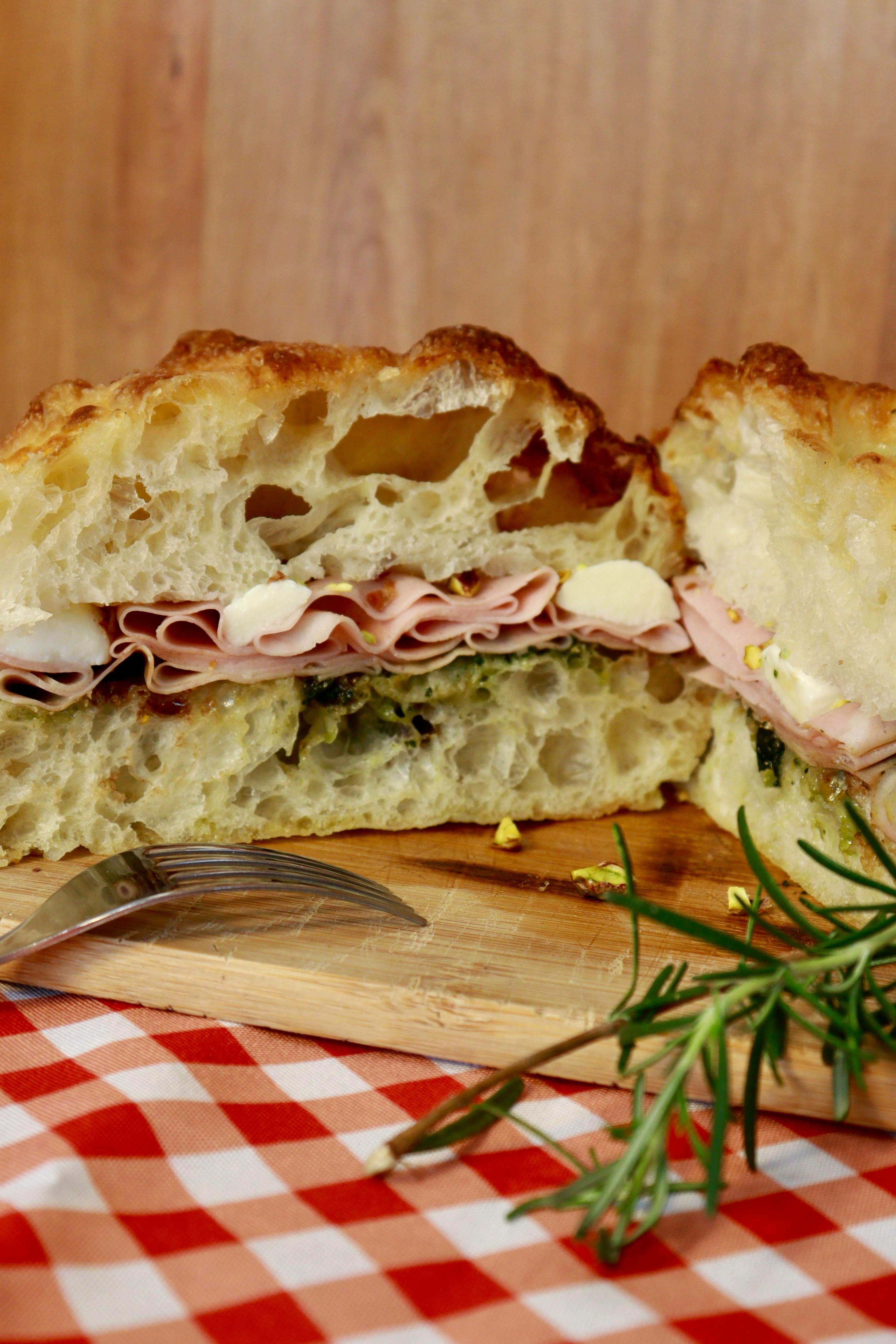 Focaccia sandwich cross-section