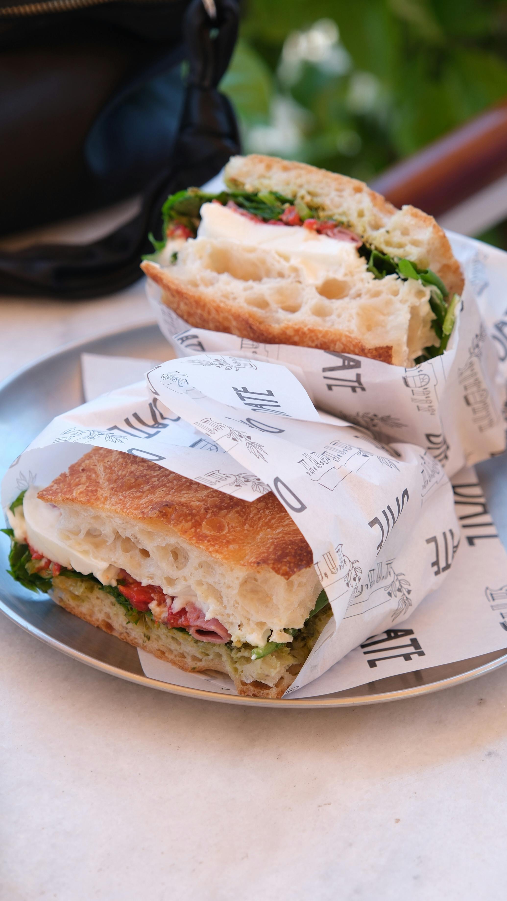 Sandwiches wrapped in paper
